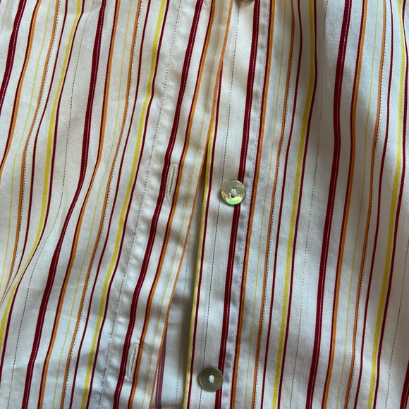 Chicos size 2 (large) striped button up top 3/4 sleeves flip cuff spring casual - Picture 3 of 7